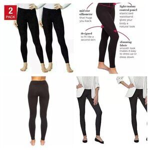 NWT Felina 2 Pack Leggings Wide Waistband Slimming Sueded‎ Lightweight